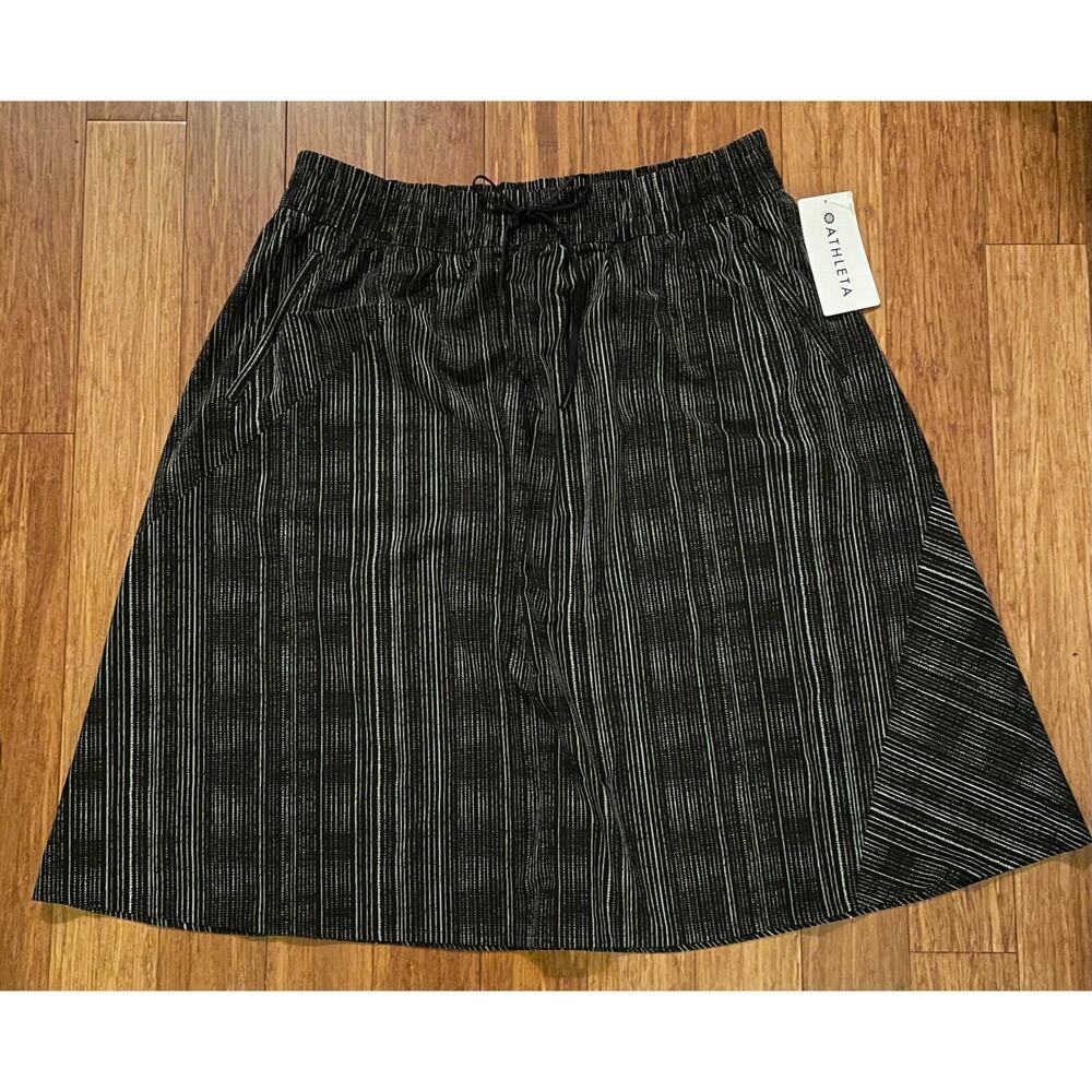 Athleta Arrival MIDI Skirt Sz. 22 Amara Stripe Black NWT Fall Travel Comfort $89 - Picture 7 of 10